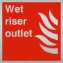 Brushed aluminum Wet Riser Outlet fire safety sign