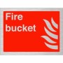 Brushed aluminium Fire bucket safety sign with fire equipment symbol