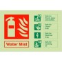  Photoluminescent water mist fire identification safety sign with extinguisher suitability symbols
