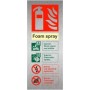 Brushed Aluminium Foam spray fire extinguisher fire ID safety sign with fire class guidance