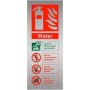 Brushed Aluminium Water Fire Extinguisher ID Sign with fire type guidance