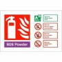 Powder M28 fire extinguisher identification safety sign