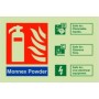 Glow in the Dark Monnex powder fire extinguisher identification sign for flammable liquid