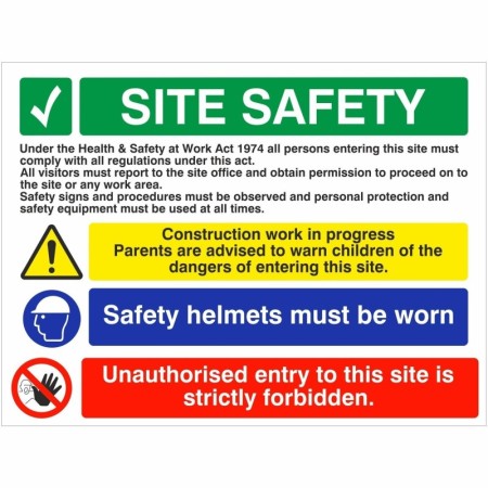Site Safety Safety Helmets Must Be Worn Multi Message Safety Board