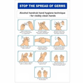 Alcohol Handrub Hand Hygiene Technique For Visibly Clean Hands Hygiene Sign with illustrated instructions
