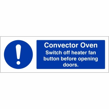 Convector Oven Hygiene Sign with heater fan operating instruction
