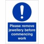 Please Remove Jewellery Before Commencing Work Sign