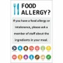 Food allergy ask a member of staff safety sign with allergen symbols