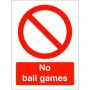 Red and white No Ball Games Sign with prohibition symbol