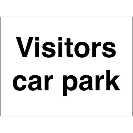 Black and white Visitors Car Park Sign for designated visitor parking areas