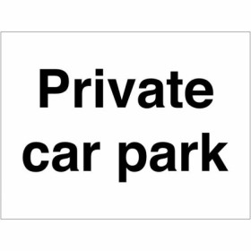 Black and white Private Car Park Sign for designated private parking areas
