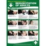 Resuscitation of adults CPR first aid poster