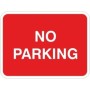 No parking traffic sign with white text on red background