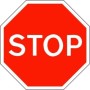 Stop road traffic sign with red octagonal design