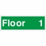 Floor 1 Floor Level Identification Sign with white text on green background