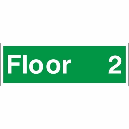 Floor 2 Floor Level Identification Sign with white text on green background