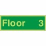 Glow in the Dark Floor 3 identification safety sign with bold numbering