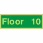 Glow in the Dark Floor 10 level identification sign with bold contrasting text