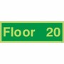 Glow in the Dark Floor 20 identification sign with bright green background