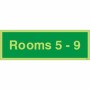 Glow in the Dark Rooms 5-9 wayfinding indicator sign