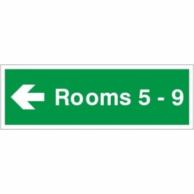 Rooms 5-9 Arrow Left Wayfinding Indicator Sign