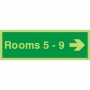  Photoluminescent Rooms 5-9 arrow right navigation sign