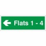 Flats 1 - 4 arrow left wayfinding indicator sign