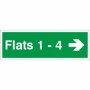 Flats 1-4 Arrow Right Wayfinding Indicator Sign