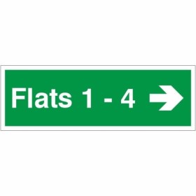Flats 1-4 Arrow Right Wayfinding Indicator Sign