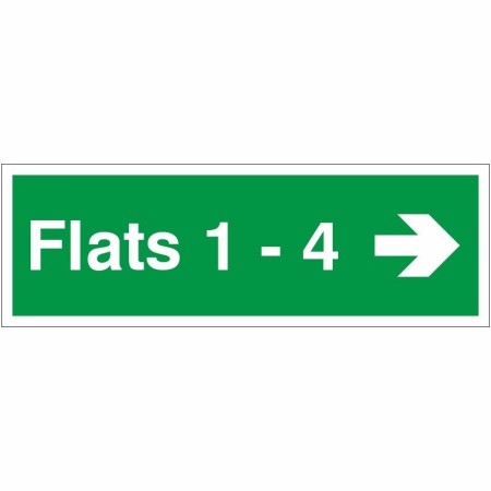 Flats 1-4 Arrow Right Wayfinding Indicator Sign