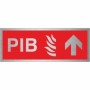  Brushed aluminium PIB arrow down directional fire sign