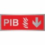  Brushed aluminium PIB arrow down directional fire sign