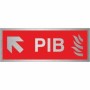  Brushed aluminium Premises Information Box PIB arrow up left sign