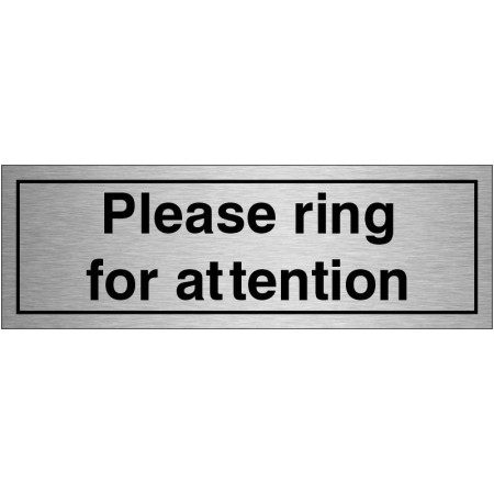 Brushed Aluminium Please Ring For Attention door sign
