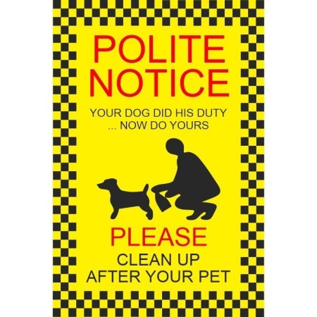 Clean Up After Your Pet Dog Fouling Sign for public and communal areas