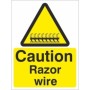 Caution Razor Wire Sign with Razor Wire Warning Symbol