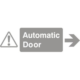 Glass Safety Automatic Door Arrow Right Sign with warning symbol and right arrow