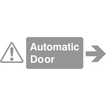 Glass Safety Automatic Door Arrow Right Sign with warning symbol and right arrow