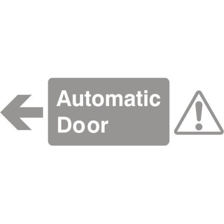 Glass Safety Automatic Door Arrow Left Sign with warning symbol and left arrow