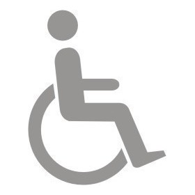Glass Safety Disabled Sign with wheelchair accessibility symbol