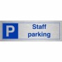 Brushed Aluminum Staff Parking sign with parking symbol and staff parking text