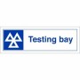 Testing Bay sign featuring MOT symbol and testing bay text