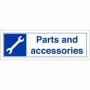 Parts and Accessories sign with spanner symbol and department text