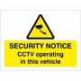 CCTV Security Notice sign stating CCTV operating in this vehicle with camera warning symbol