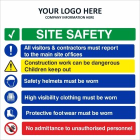 Site Safety All Visitors And Contractors Must Report Multi Message Sign