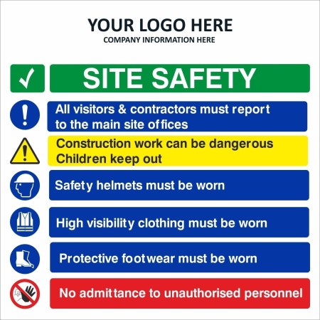 Site Safety All Visitors And Contractors Must Report Multi Message Sign