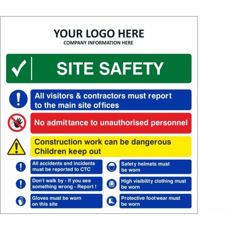 Site Safety Multi Message Safety Board Sign