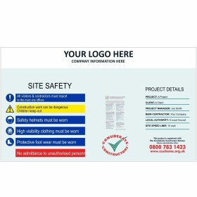 Site Safety Hoarding Board Sign with Construction Safety and Project Details