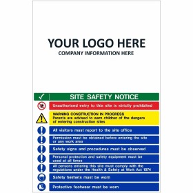 Site Safety Notice Multi Message Safety Board Sign