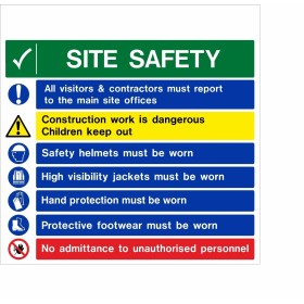All Visitors and Contractors Must Report To The Main Site Offices Safety Sign
